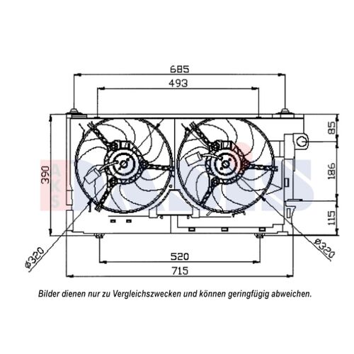 Lüfter, Motorkühlung AKS DASIS  068023N für PEUGEOT 306 Schrägheck (7A, 7C, N3, …