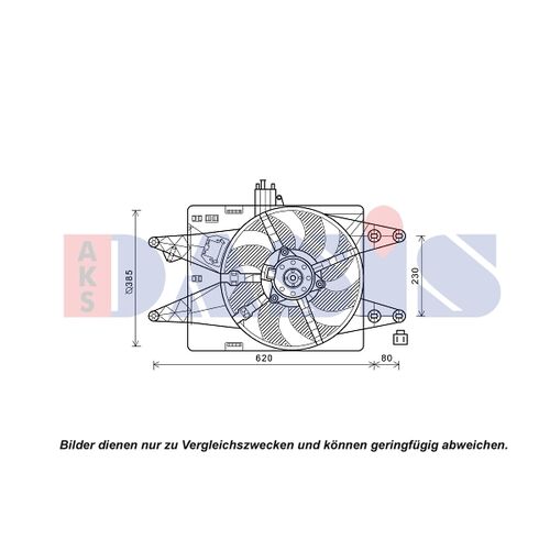 Lüfter, Motorkühlung AKS DASIS 088151N für FIAT DOBLO Großraumlimousine (119_, …