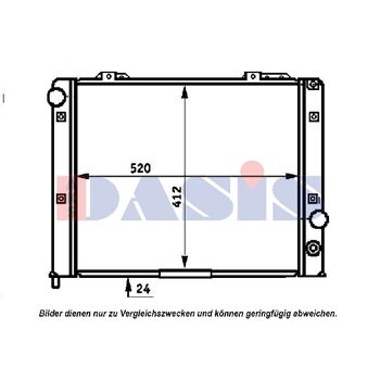 Radiator, engine cooling -- AKS DASIS, Length [mm]: 520, Width [mm]: 412...