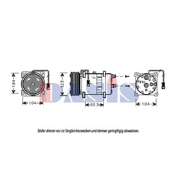 Kompressor, Klimaanlage AKS DASIS 851300N für PEUGEOT 309 II (3C, 3A) 405 I (15B…